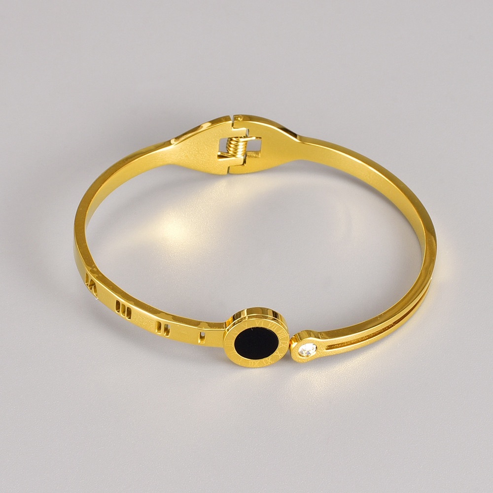 Roman Numerals gold bracelet bangle